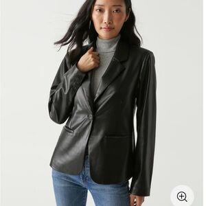 Michael Stars Black Leather Blazer Jacket